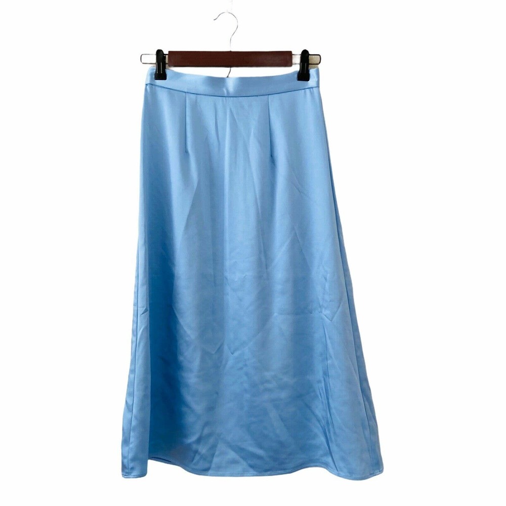 The Fifth Label Blue Satin Midi Skirt Small
